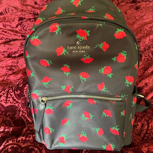 Kate Spade Black Chelsea Rose Backpack - Picture 1 of 11